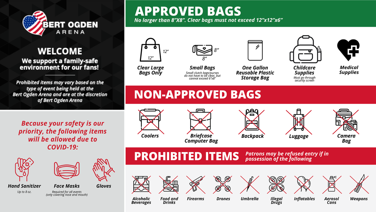 Bert Ogden Arena Bag Policy